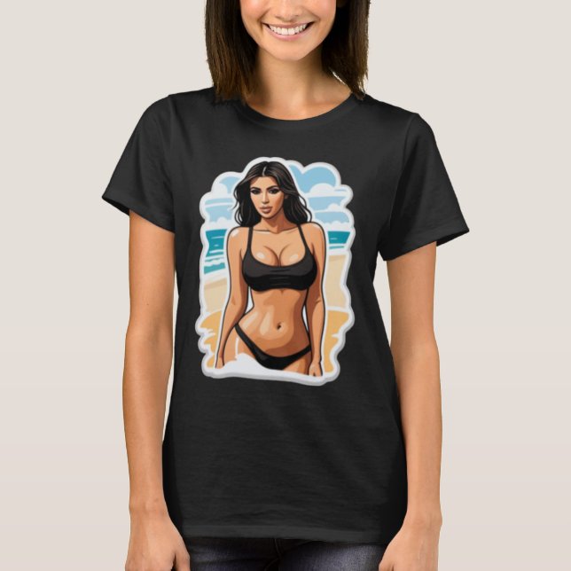 Kim Kardashian Beach Sticker  T-Shirt (Front)