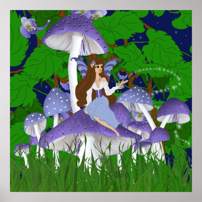 Kimaria Faery on Mushrooms with Butterfly Print (Front)