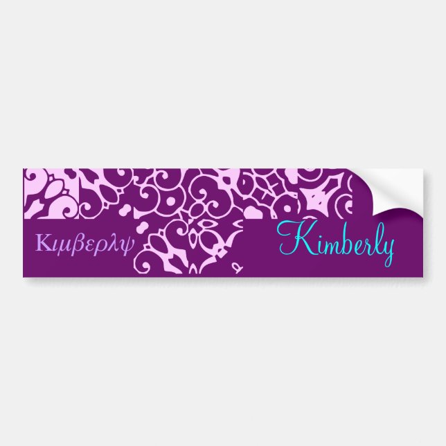 Kimberly Designer Name Bumper Sticker (Front)