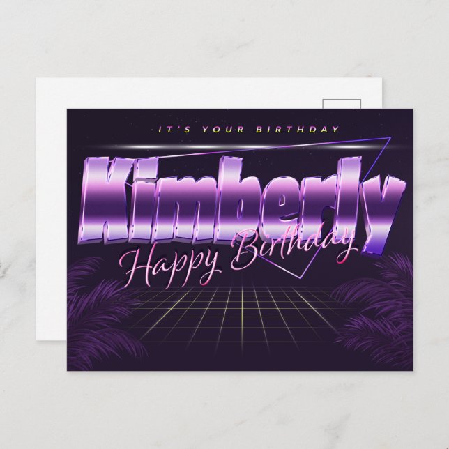 Kimberly Name First name purple postcard birthday (Front/Back)