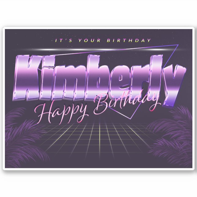 Kimberly Name First name retro Sticker Birthday (Front)