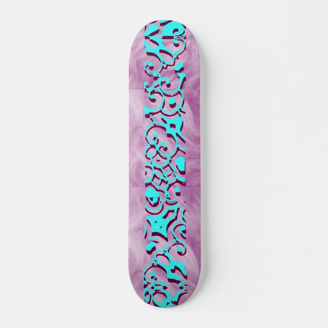Kimberly Purple Plume Wingnut Designer Name Skateboard (Front)