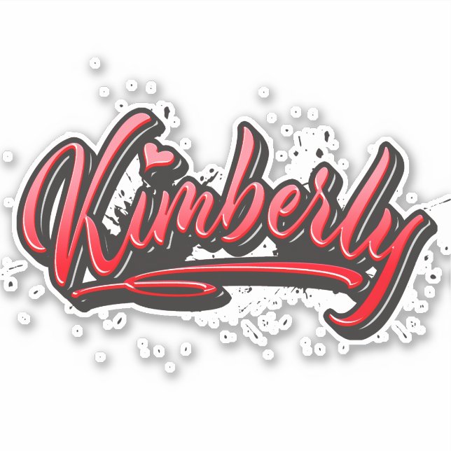 Kimberly red Heart Graffiti Sticker (Front)
