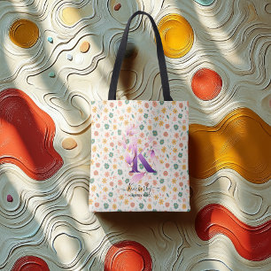 Kimberly's Charming Floral Monogram Design - K Tote Bag