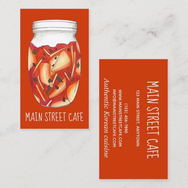 Kimchi Banchan Cabbage Korean Food Restaurant Chef Business Card (Front/Back)