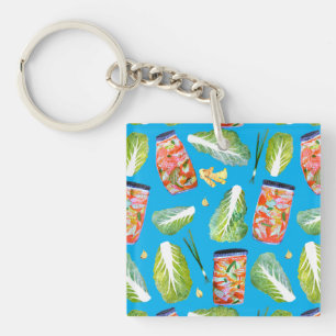 Kimchi Ingredients Spicy Fermentation Watercolor Key Ring