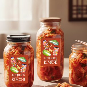Kimchi Ingredients Watercolor HOMEMADE Custom  Food Label