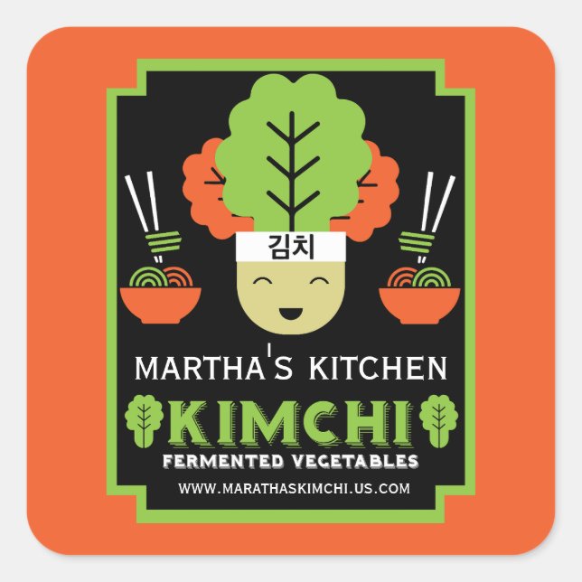 Kimchi Kitchen Home Made Food Square Sticker (Front)