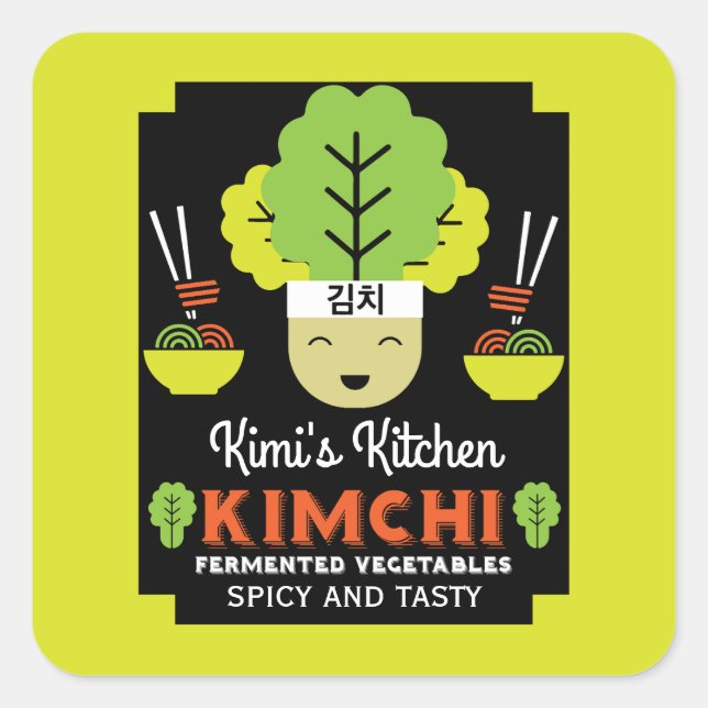 Kimchi Kitchen Home Made Food Square Sticker (Front)