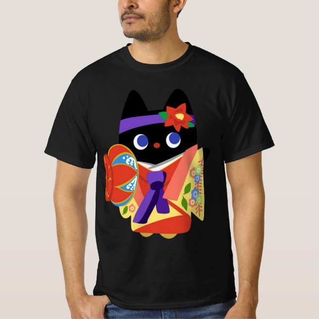 Kimono Cat of Okinawa T-Shirt (Front)