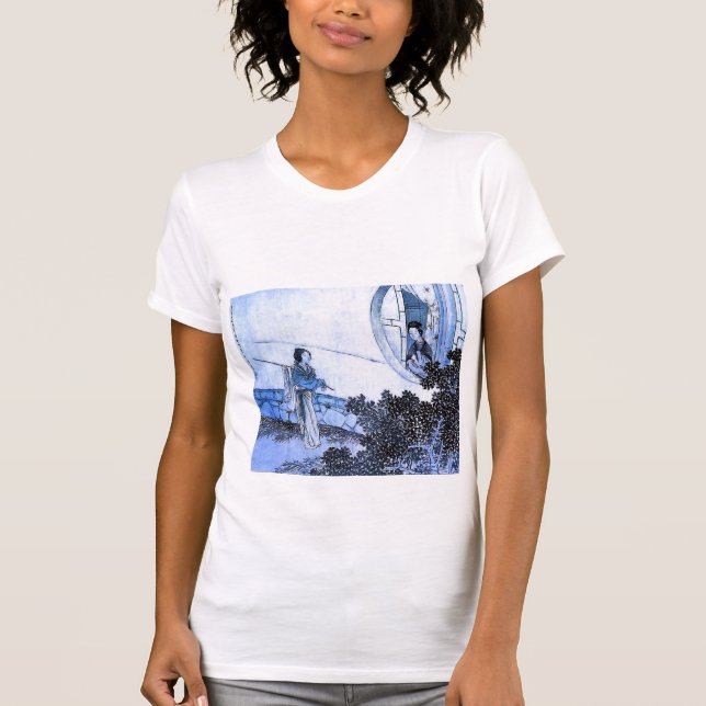 Kimono lady at window - blue version T-Shirt (Front)