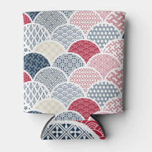 Kimono Line Art: Traditional Geometric Pattern Can Cooler