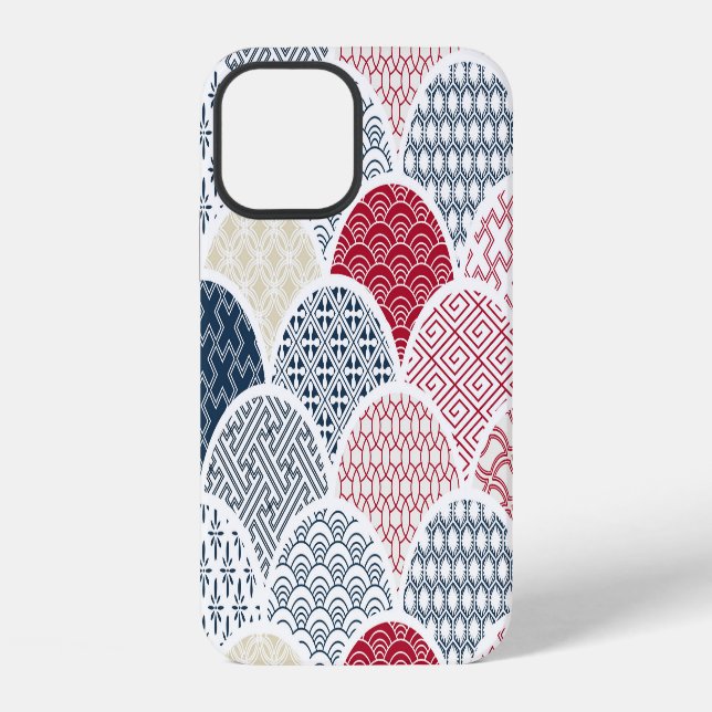 Kimono Line Art: Traditional Geometric Pattern iPhone Case (Back)