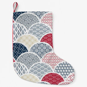 Kimono Line Art: Traditional Geometric Pattern Small Christmas Stocking