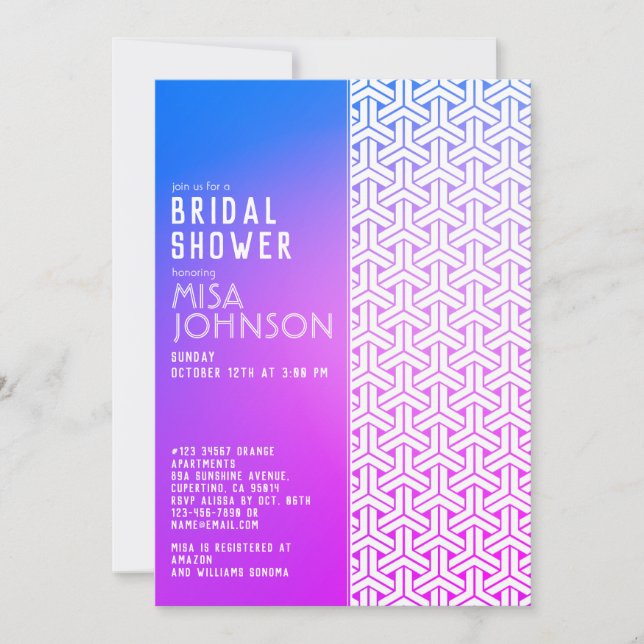 KIMONO pattern | Bridal Shower Invitations (Front)