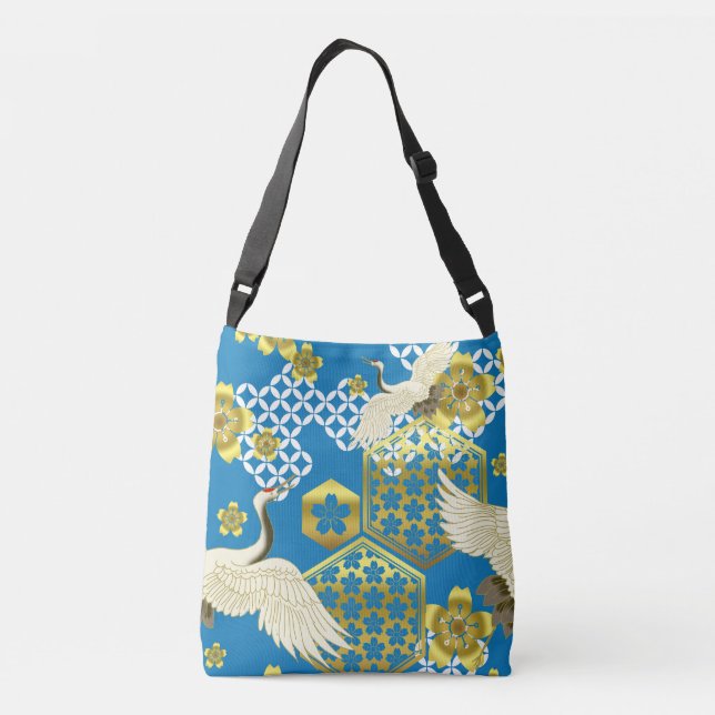Kimono pattern inspired japanese fabric crossbody bag (Back)