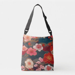 Kimono pattern inspired japanese fabric crossbody bag