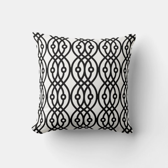 Kimono print, black on white cushion (Front)