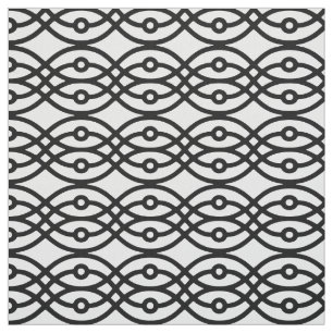 Kimono print, black on white fabric