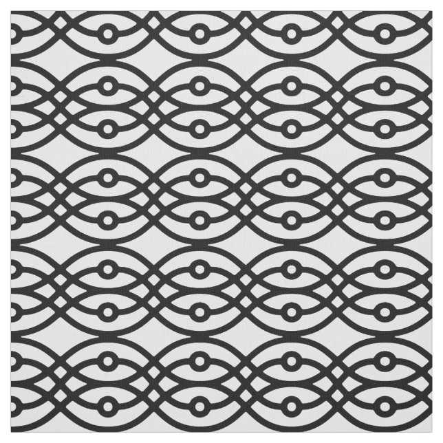 Kimono print, black on white fabric (Swatch)