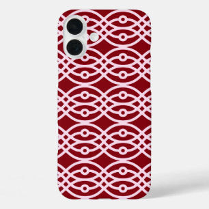Kimono print, burgundy and pink iPhone 16 plus case