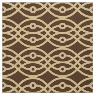 Kimono print, chocolate brown and tan fabric