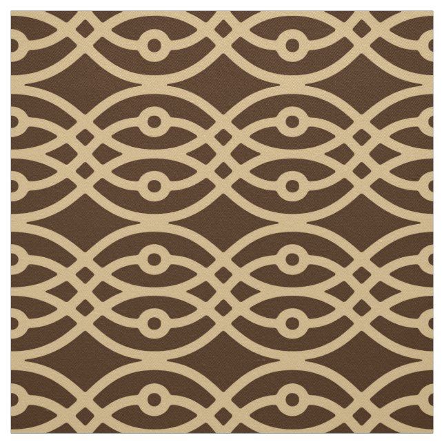 Kimono print, chocolate brown and tan fabric (Swatch)