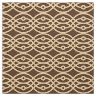 Kimono print, chocolate brown and tan fabric