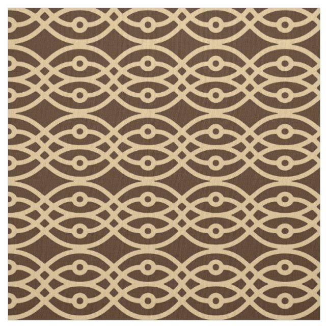 Kimono print, chocolate brown and tan fabric (Swatch)
