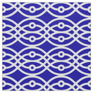 Kimono print, cobalt blue and white fabric