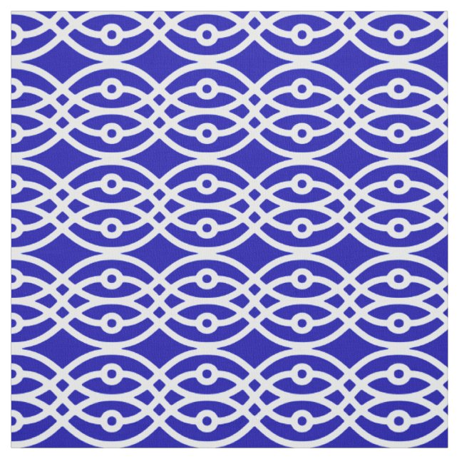Kimono print, cobalt blue and white fabric (Swatch)