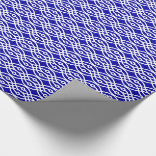 Kimono print, cobalt blue and white wrapping paper
