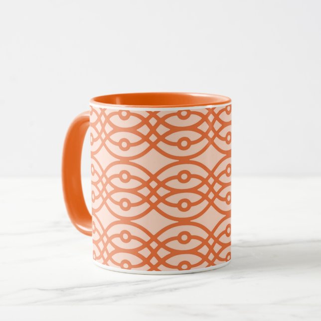 Kimono print, coral orange mug (Front Left)