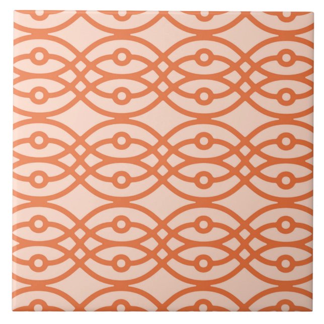 Kimono print, coral orange tile (Front)