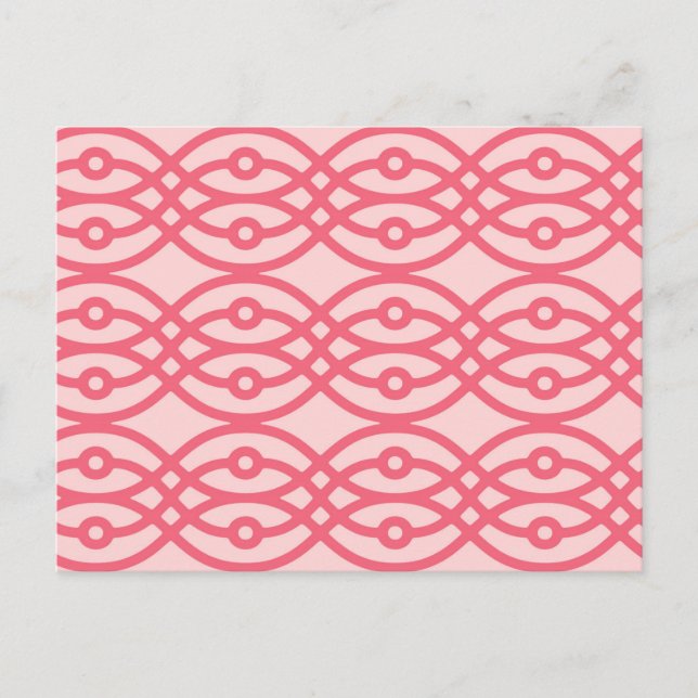 Kimono print, coral pink postcard (Front)