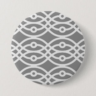 Kimono print, dark grey and silver grey 7.5 cm round badge