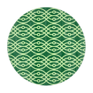 Kimono print, dark & light green cutting board