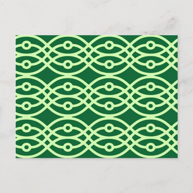Kimono print, dark & light green postcard (Front)