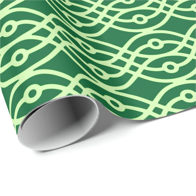 Kimono print, dark & light green wrapping paper (Roll Corner)