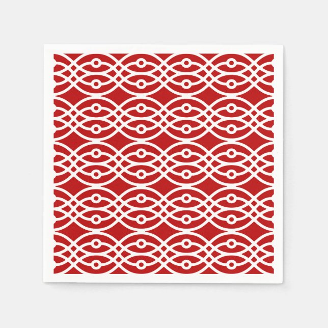 Kimono print, dark red and white napkin (Front)