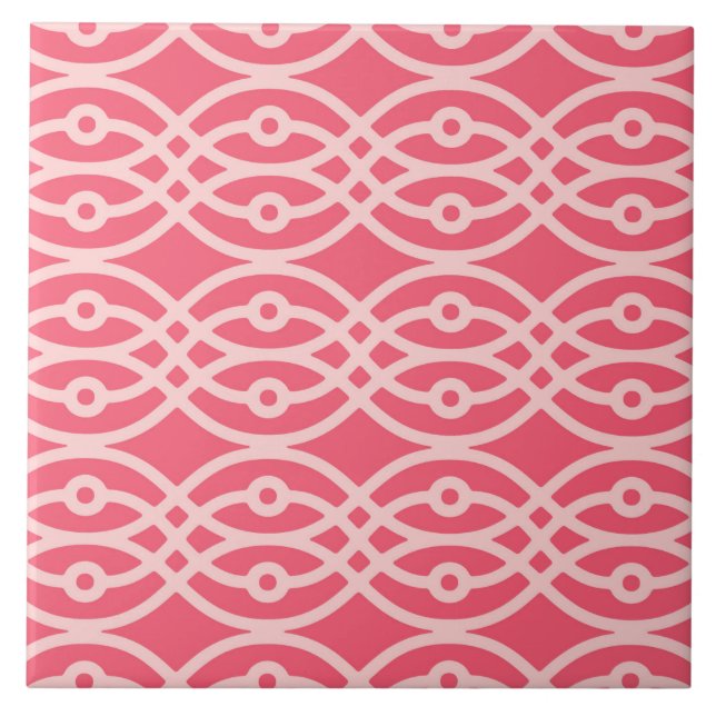 Kimono print, deep coral pink tile (Front)