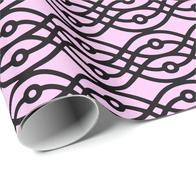 Kimono print, ice pink and black wrapping paper (Roll Corner)