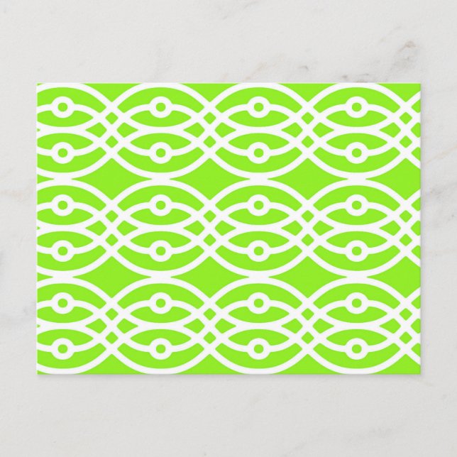 Kimono print, lime green and white postcard (Front)