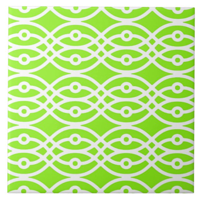 Kimono print, lime green and white tile (Front)