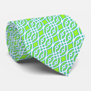 Kimono print, lime, turquoise and white tie