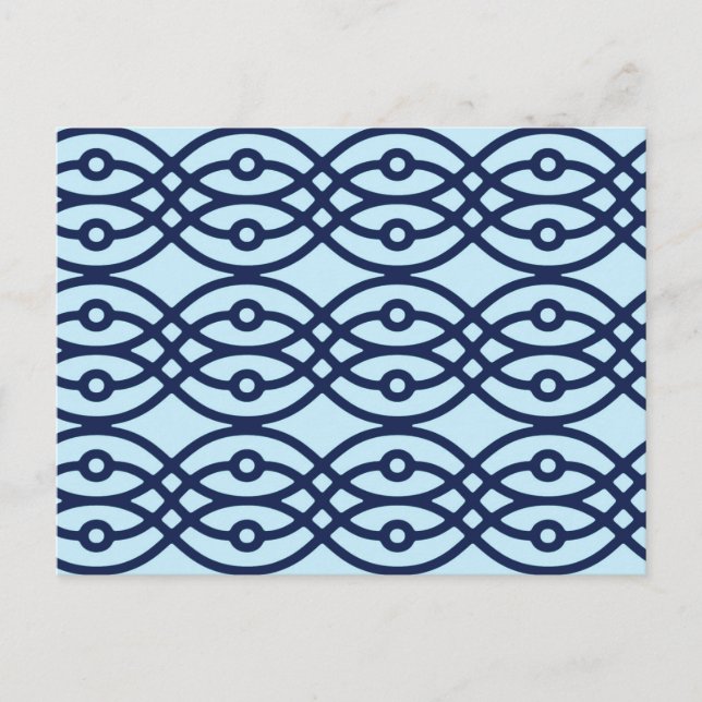 Kimono print, navy and light blue postcard (Front)