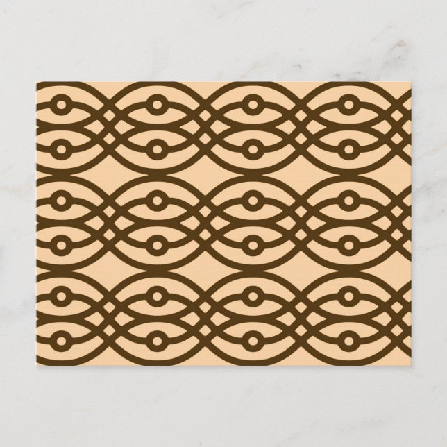 Kimono print, peach and chocolate postcard (Front)
