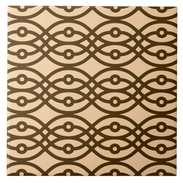Kimono print, peach and chocolate tile (Front)
