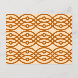 Kimono print, peach and terracotta postcard