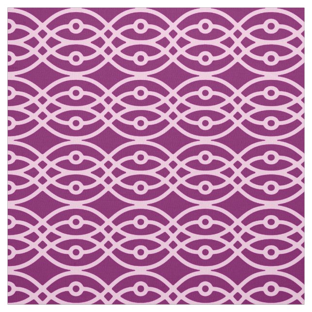 Kimono print, plum and pink fabric (Swatch)